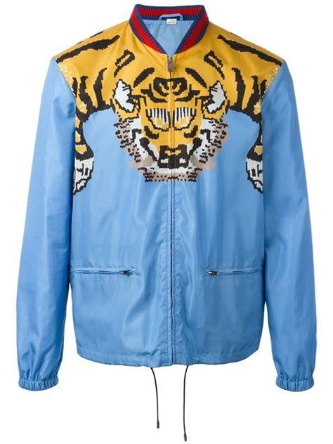 gucci tiger print windbreaker bomber jacket|Gucci jacket farfetch.